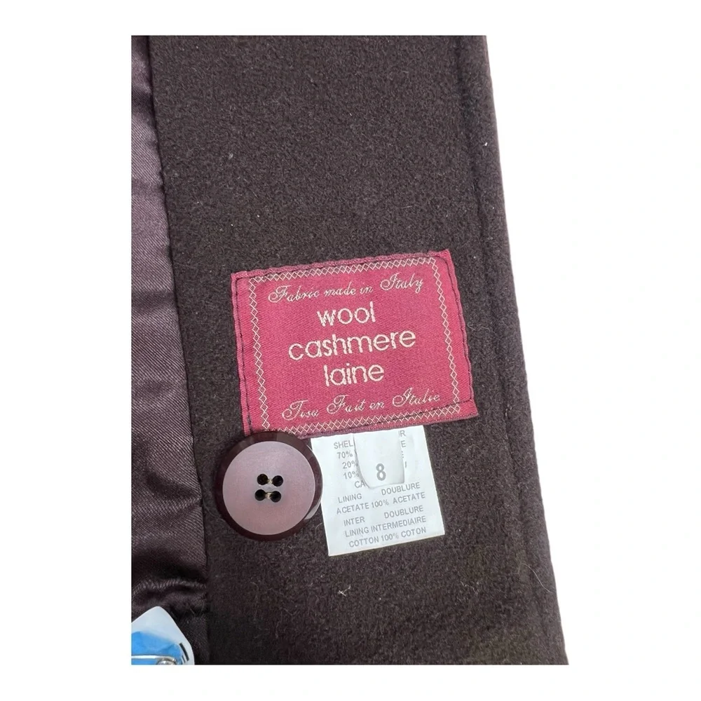 Vintage Elegant Brown Wool/Cashmere Coat With Luxurious Mahogany Mink Fur Collar - Picture 7 of 13